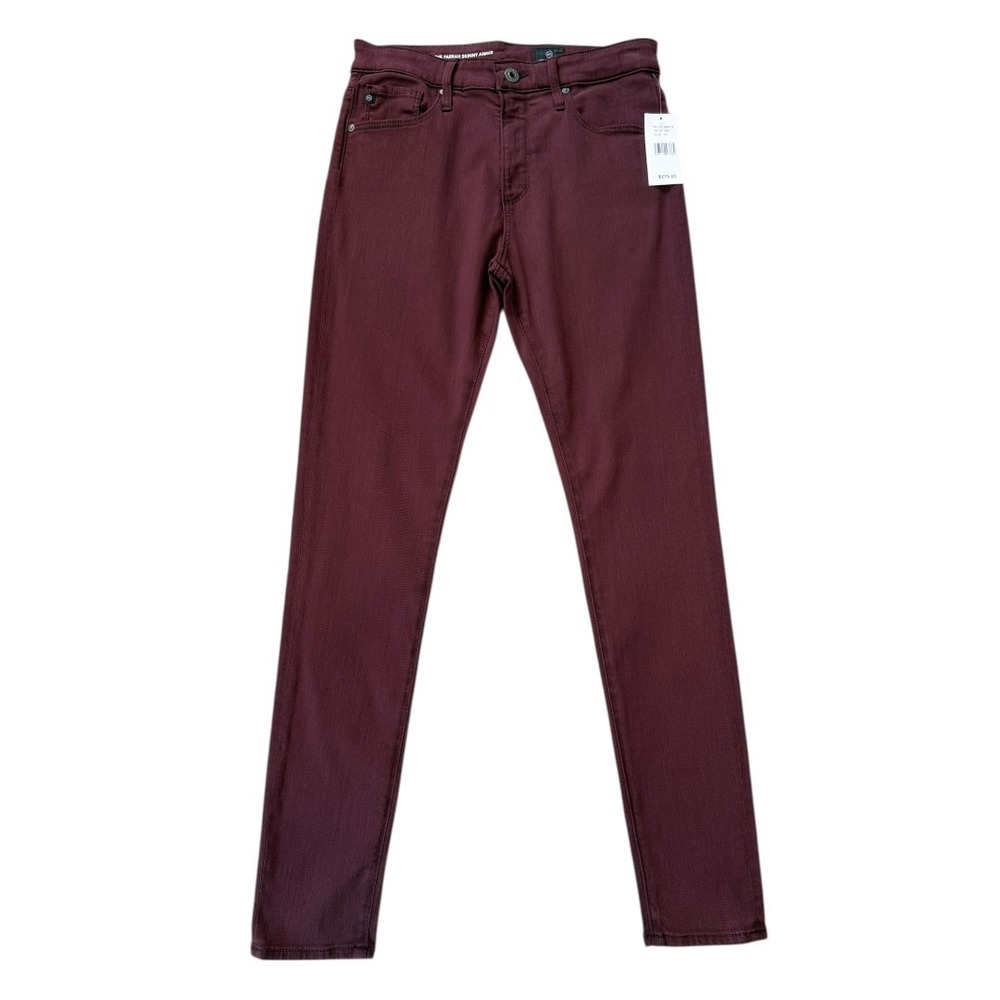 AG Adriano Goldschmied Farrah Skinny Ankle‎ High Rise Jeans Burgundy 4 27 NEW